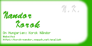 nandor korok business card